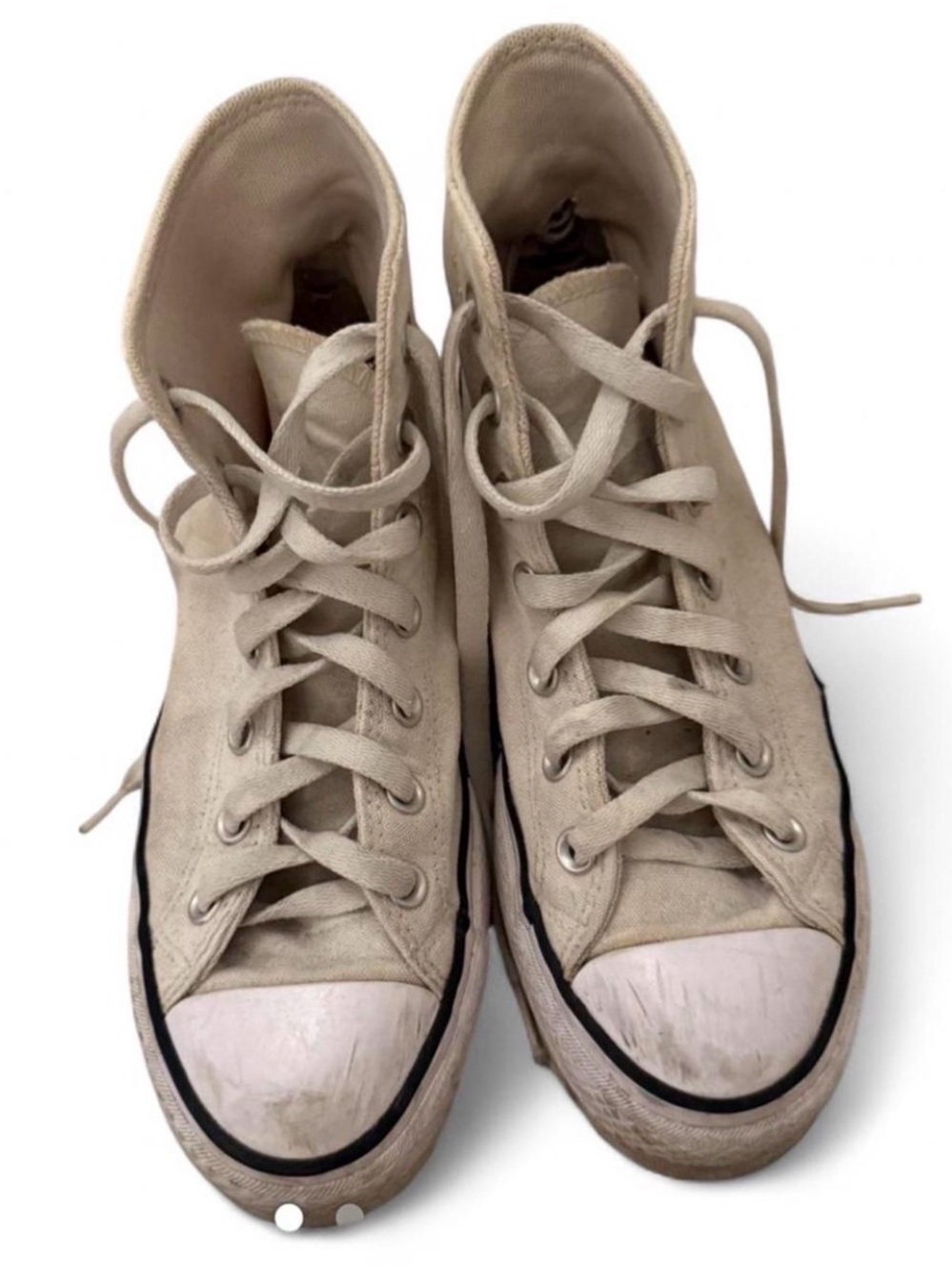 Converse High Top Sneakers in Beige and White
